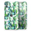 Watercolor Cactus Bloom V1 - Vinyl Skin Wrap for iPhone 17 Pro Max, 17 Pro, 17 Air, 17, 16 & All Models — Soft Matte or Ultra Gloss