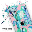 Watercolor Cactus Succulent Bloom V10 - Vinyl Skin Wrap for iPhone 17 Pro Max, 17 Pro, 17 Air, 17, 16 & All Models — Soft Matte or Ultra Gloss