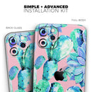 Watercolor Cactus Succulent Bloom V10 - Vinyl Skin Wrap for iPhone 17 Pro Max, 17 Pro, 17 Air, 17, 16 & All Models — Soft Matte or Ultra Gloss