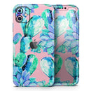 Watercolor Cactus Succulent Bloom V10 - Vinyl Skin Wrap for iPhone 17 Pro Max, 17 Pro, 17 Air, 17, 16 & All Models — Soft Matte or Ultra Gloss