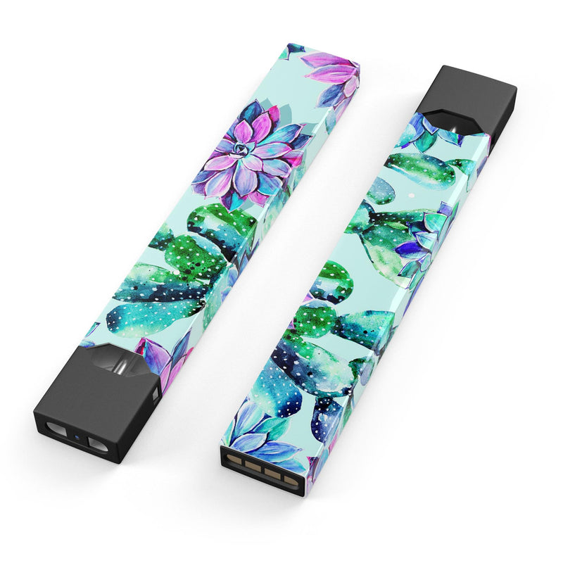 Skin Decal Kit for the Pax JUUL - Watercolor Cactus Succulent Bloom V11