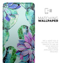 Watercolor Cactus Succulent Bloom V11 - Premium Vinyl Skin Decal for Samsung Galaxy S25 Ultra, S24, S23, S22 & All Galaxy S Models