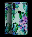 Watercolor Cactus Succulent Bloom V11 - iPhone XS MAX, XS/X, 8/8+, 7/7+, 5/5S/SE Skin-Kit (All iPhones Available)