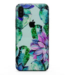 Watercolor Cactus Succulent Bloom V11 - iPhone XS MAX, XS/X, 8/8+, 7/7+, 5/5S/SE Skin-Kit (All iPhones Available)