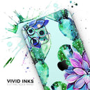 Watercolor Cactus Succulent Bloom V11 - Vinyl Skin Wrap for iPhone 17 Pro Max, 17 Pro, 17 Air, 17, 16 & All Models — Soft Matte or Ultra Gloss