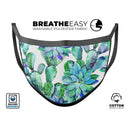 Watercolor Cactus Succulent Bloom V12 - Made in USA Mouth Cover Unisex Anti-Dust Cotton Blend Reusable & Washable Face Mask with Adjustable Sizing for Adult or Child