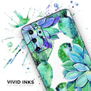 Watercolor Cactus Succulent Bloom V12 - Premium Vinyl Skin Decal for Samsung Galaxy S25 Ultra, S24, S23, S22 & All Galaxy S Models