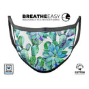 Watercolor Cactus Succulent Bloom V13 - Made in USA Mouth Cover Unisex Anti-Dust Cotton Blend Reusable & Washable Face Mask with Adjustable Sizing for Adult or Child