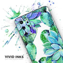 Watercolor Cactus Succulent Bloom V13 - Premium Vinyl Skin Decal for Samsung Galaxy S25 Ultra, S24, S23, S22 & All Galaxy S Models