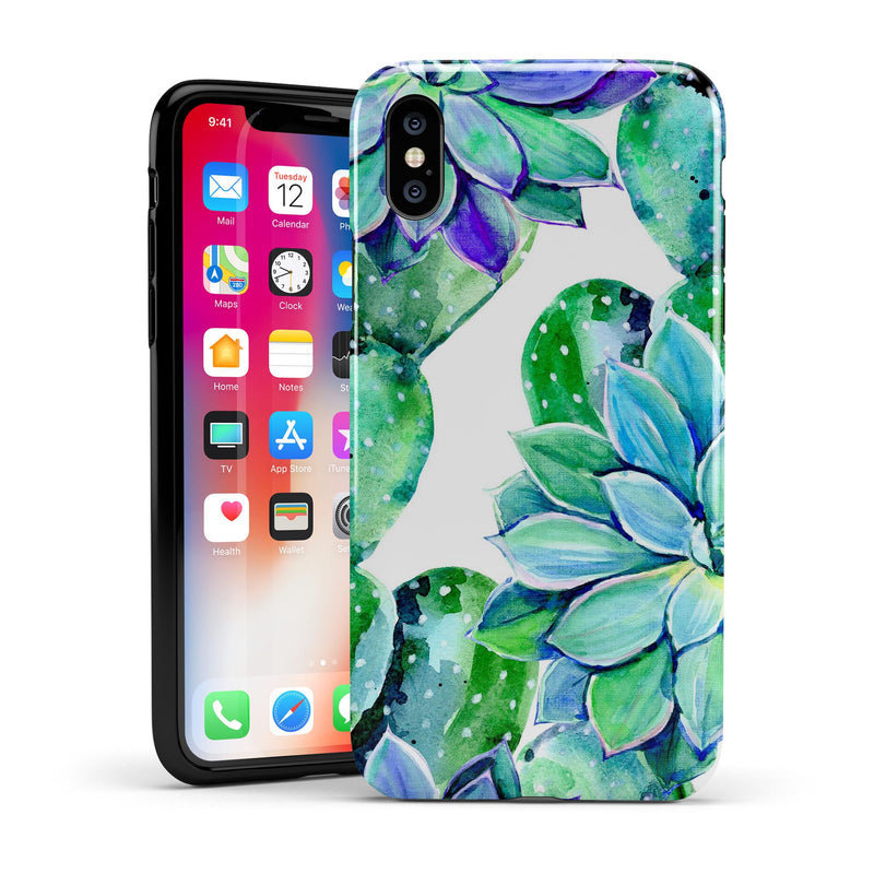 Watercolor Cactus Succulent Bloom V13 - iPhone X Swappable Hybrid Case
