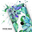 Watercolor Cactus Succulent Bloom V13 - Vinyl Skin Wrap for iPhone 17 Pro Max, 17 Pro, 17 Air, 17, 16 & All Models — Soft Matte or Ultra Gloss
