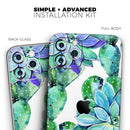 Watercolor Cactus Succulent Bloom V13 - Vinyl Skin Wrap for iPhone 17 Pro Max, 17 Pro, 17 Air, 17, 16 & All Models — Soft Matte or Ultra Gloss