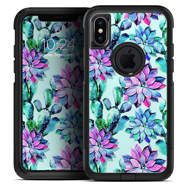 Watercolor Cactus Succulent Bloom V14 - Skin Kit for the iPhone OtterBox Cases