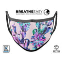 Watercolor Cactus Succulent Bloom V15 - Made in USA Mouth Cover Unisex Anti-Dust Cotton Blend Reusable & Washable Face Mask with Adjustable Sizing for Adult or Child