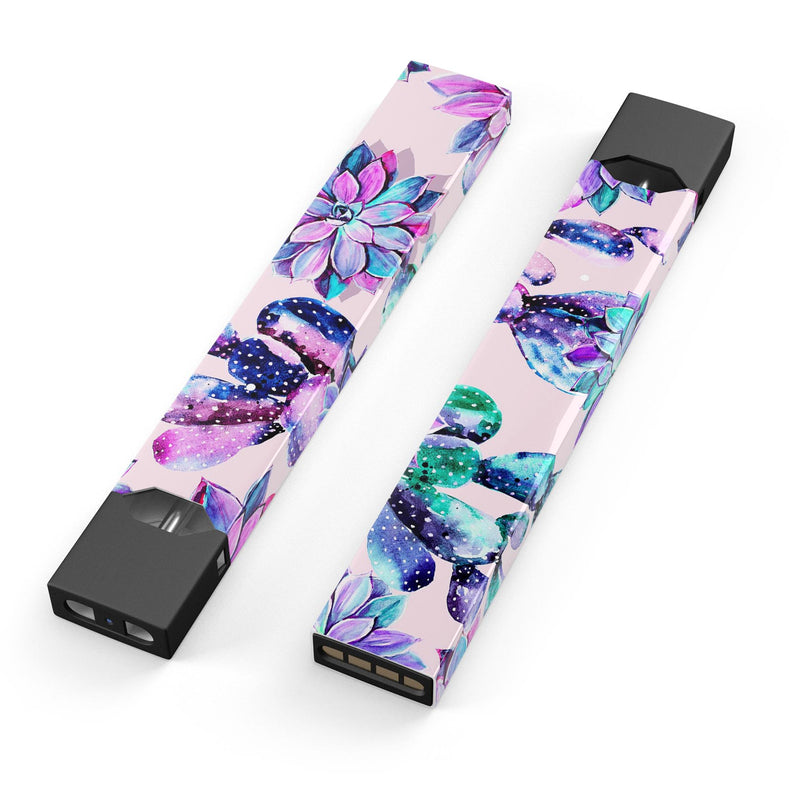 Skin Decal Kit for the Pax JUUL - Watercolor Cactus Succulent Bloom V15