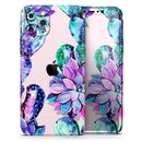 Watercolor Cactus Succulent Bloom V15 - Vinyl Skin Wrap for iPhone 17 Pro Max, 17 Pro, 17 Air, 17, 16 & All Models — Soft Matte or Ultra Gloss