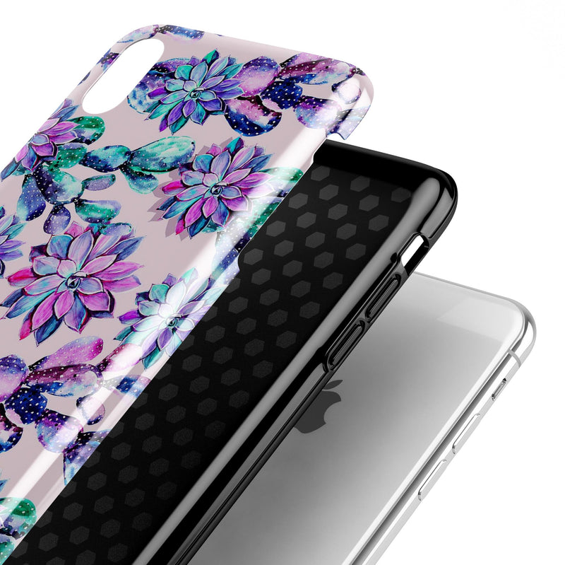 Watercolor Cactus Succulent Bloom V16 - iPhone X Swappable Hybrid Case
