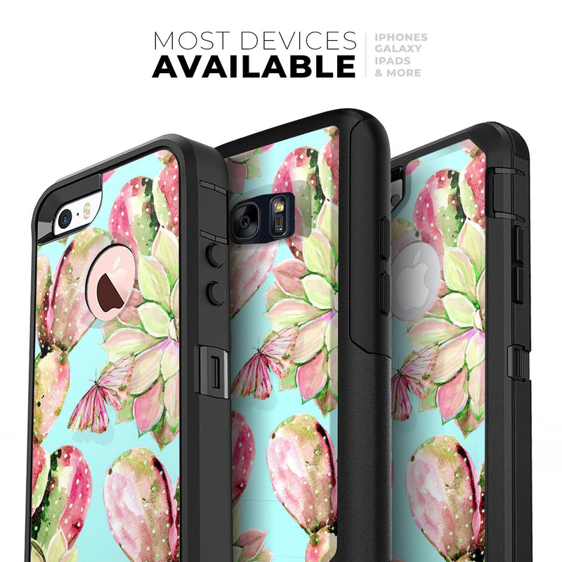 Watercolor Cactus Succulent Bloom V3 - Skin Kit for the iPhone OtterBox Cases