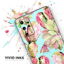 Watercolor Cactus Succulent Bloom V3 - Premium Vinyl Skin Decal for Samsung Galaxy S25 Ultra, S24, S23, S22 & All Galaxy S Models
