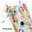 Watercolor Cactus Succulent Bloom V3 - Vinyl Skin Wrap for iPhone 17 Pro Max, 17 Pro, 17 Air, 17, 16 & All Models — Soft Matte or Ultra Gloss