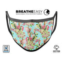 Watercolor Cactus Succulent Bloom V4 - Made in USA Mouth Cover Unisex Anti-Dust Cotton Blend Reusable & Washable Face Mask with Adjustable Sizing for Adult or Child