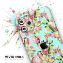 Watercolor Cactus Succulent Bloom V4 - Vinyl Skin Wrap for iPhone 17 Pro Max, 17 Pro, 17 Air, 17, 16 & All Models — Soft Matte or Ultra Gloss