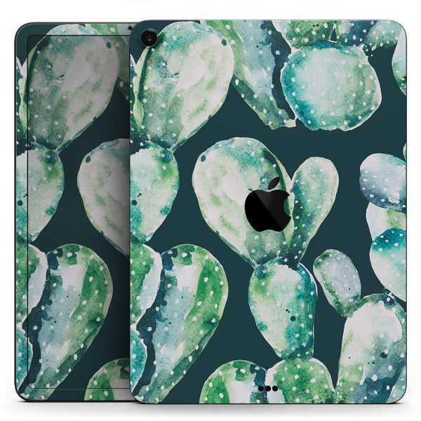 Watercolor Cactus Succulent Bloom V7 - Full Body Skin Decal for the Apple iPad Pro 12.9", 11", 10.5", 9.7", Air or Mini (All Models Available)