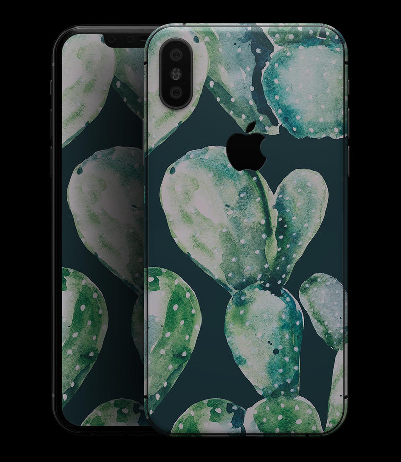 Watercolor Cactus Succulent Bloom V7 - iPhone XS MAX, XS/X, 8/8+, 7/7+, 5/5S/SE Skin-Kit (All iPhones Available)