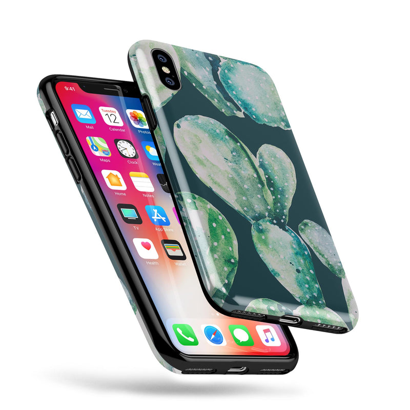 Watercolor Cactus Succulent Bloom V7 - iPhone X Swappable Hybrid Case