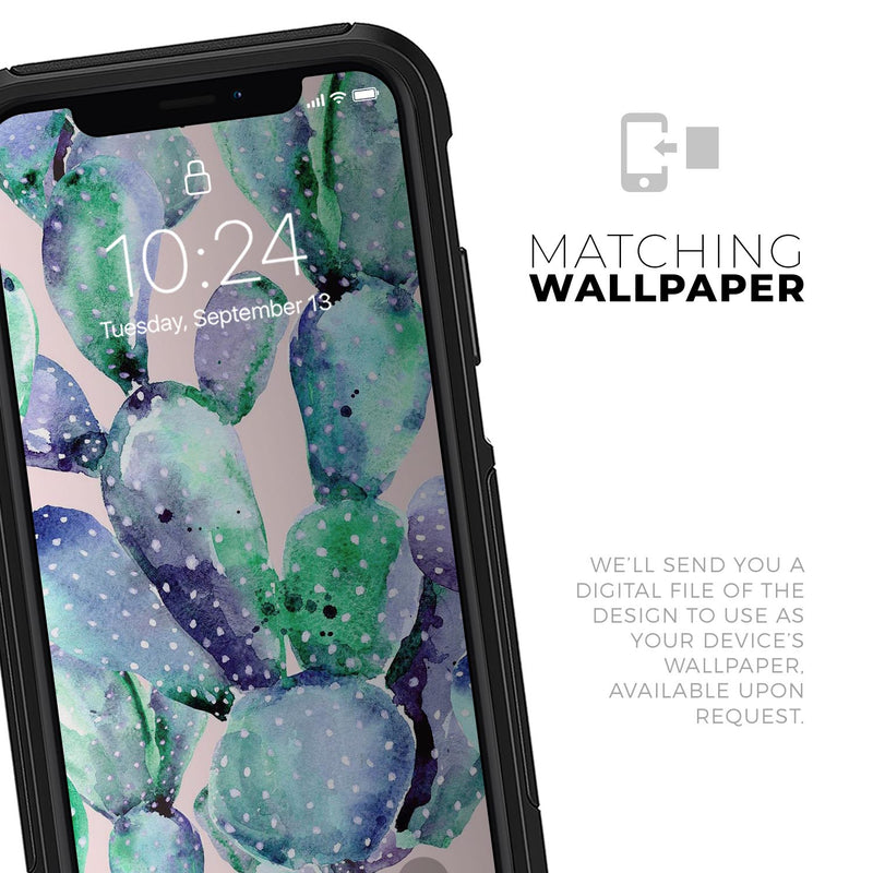 Watercolor Cactus Succulent Bloom V8 - Skin Kit for the iPhone OtterBox Cases