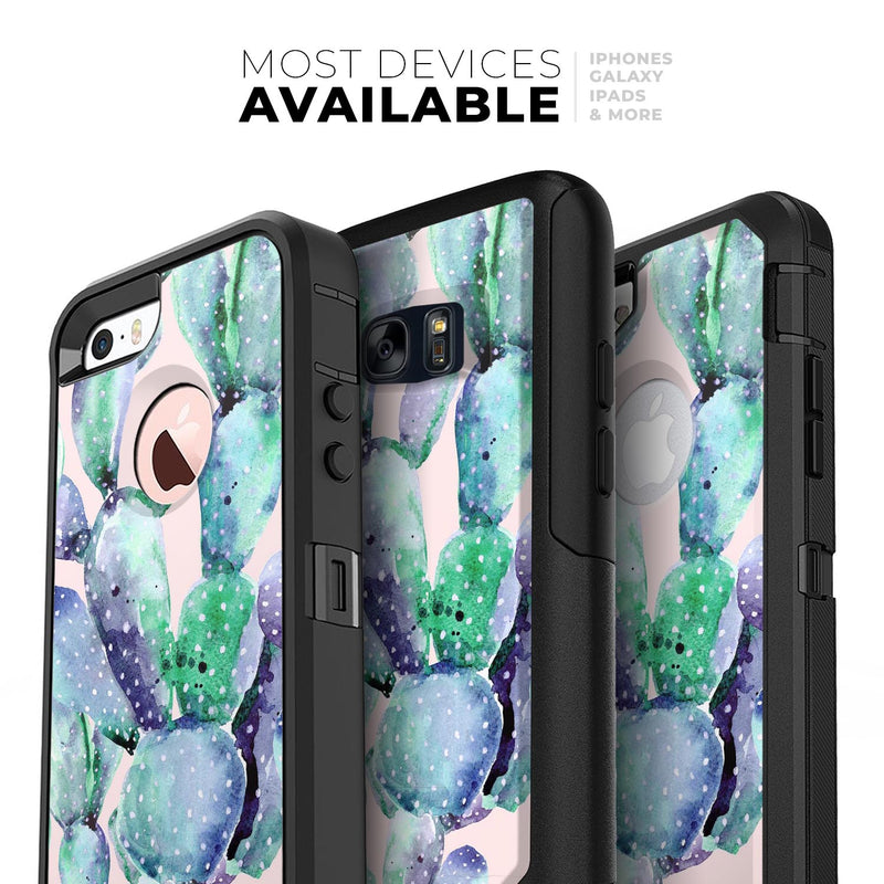 Watercolor Cactus Succulent Bloom V8 - Skin Kit for the iPhone OtterBox Cases