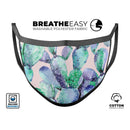 Watercolor Cactus Succulent Bloom V8 - Made in USA Mouth Cover Unisex Anti-Dust Cotton Blend Reusable & Washable Face Mask with Adjustable Sizing for Adult or Child