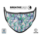 Watercolor Cactus Succulent Bloom V9 - Made in USA Mouth Cover Unisex Anti-Dust Cotton Blend Reusable & Washable Face Mask with Adjustable Sizing for Adult or Child