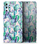 Watercolor Cactus Succulent Bloom V9 - Premium Vinyl Skin Decal for Samsung Galaxy S25 Ultra, S24, S23, S22 & All Galaxy S Models