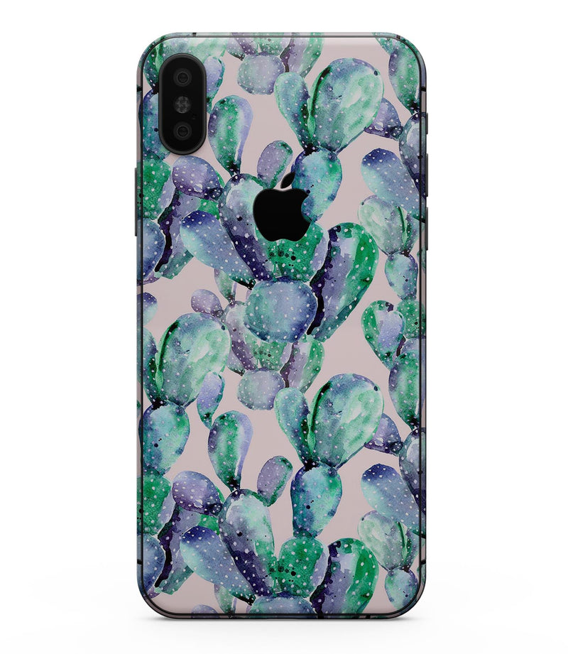 Watercolor Cactus Succulent Bloom V9 - iPhone XS MAX, XS/X, 8/8+, 7/7+, 5/5S/SE Skin-Kit (All iPhones Available)
