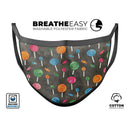 Watercolor Candy Pattern - Made in USA Mouth Cover Unisex Anti-Dust Cotton Blend Reusable & Washable Face Mask with Adjustable Sizing for Adult or Child