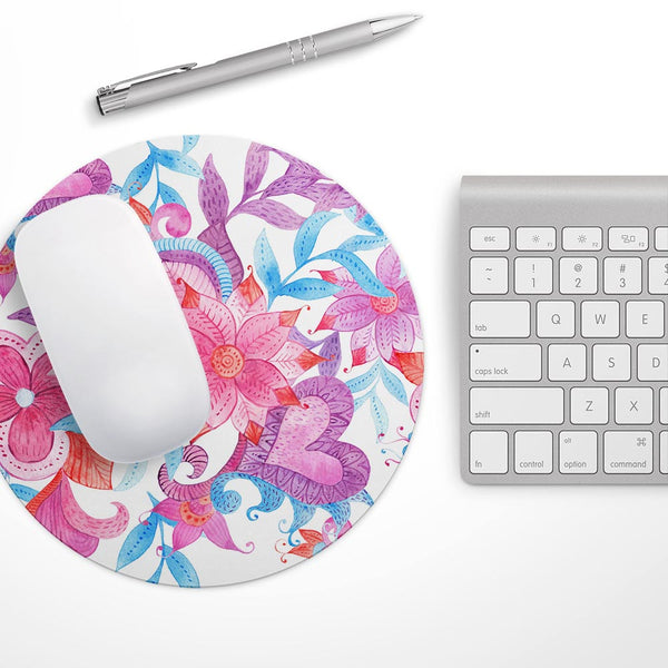 Watercolor Fantasy Flowers// WaterProof Rubber Foam Backed Anti-Slip Mouse Pad for Home Work Office or Gaming Computer Desk