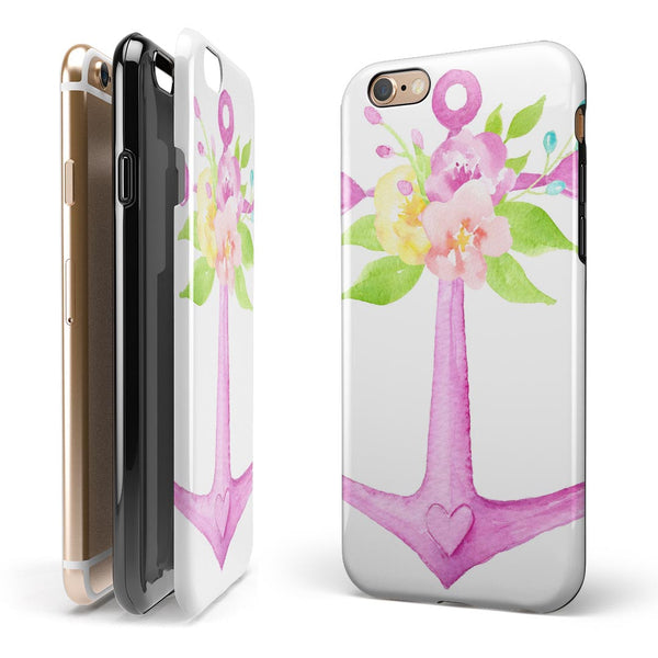 Watercolor Floral Anchor Sprout iPhone 6/6s or 6/6s Plus 2-Piece Hybrid INK-Fuzed Case