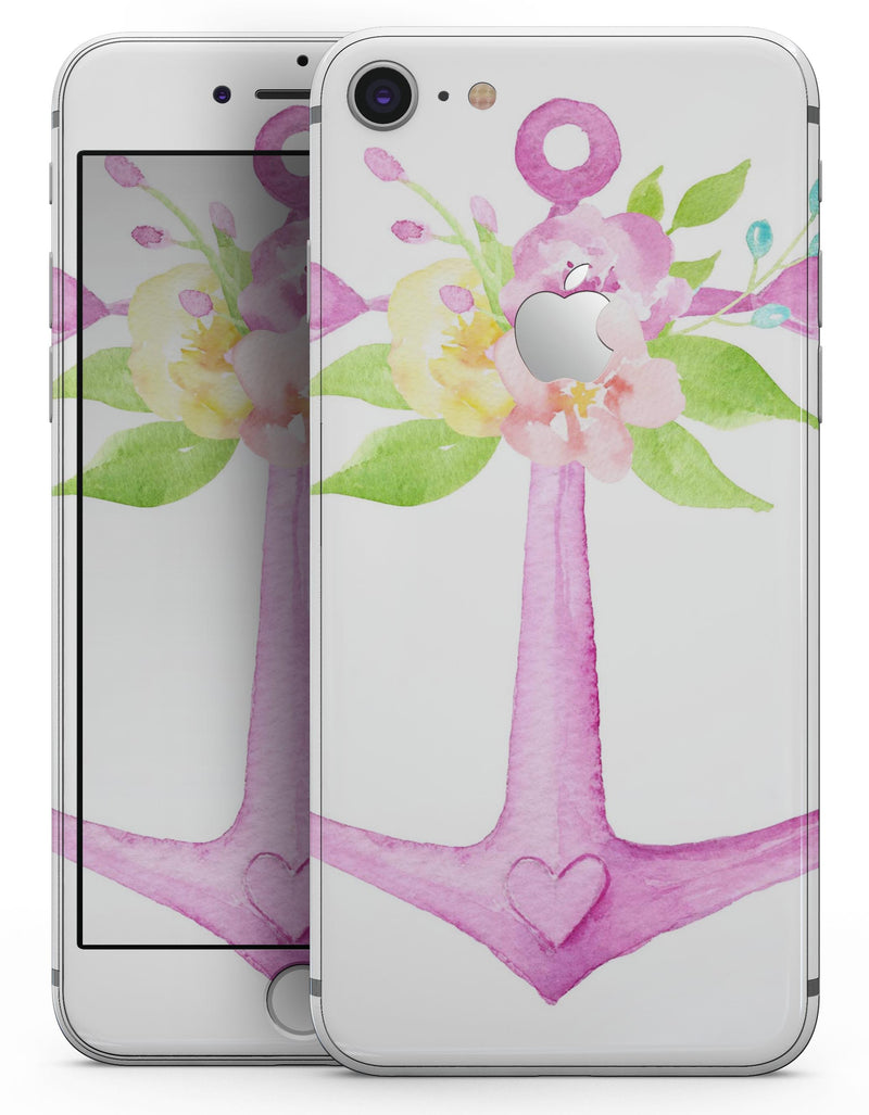 Watercolor Floral Anchor Sprout - Skin-kit for the iPhone 8 or 8 Plus
