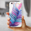 Watercolor Heart Feather iPhone 6/6s or 6/6s Plus 2-Piece Hybrid INK-Fuzed Case