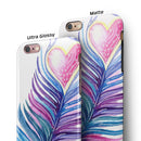 Watercolor Heart Feather iPhone 6/6s or 6/6s Plus 2-Piece Hybrid INK-Fuzed Case