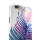 Watercolor Heart Feather iPhone 6/6s or 6/6s Plus 2-Piece Hybrid INK-Fuzed Case