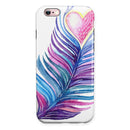Watercolor Heart Feather iPhone 6/6s or 6/6s Plus 2-Piece Hybrid INK-Fuzed Case