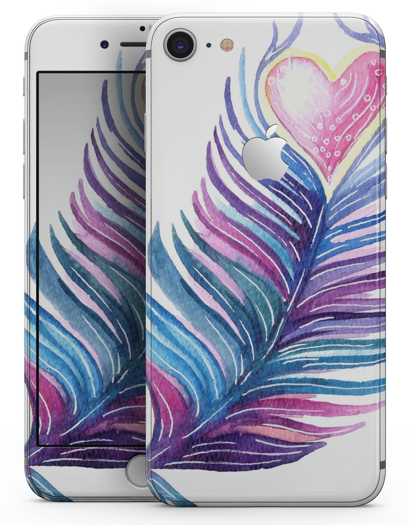 Watercolor Heart Feather - Skin-kit for the iPhone 8 or 8 Plus
