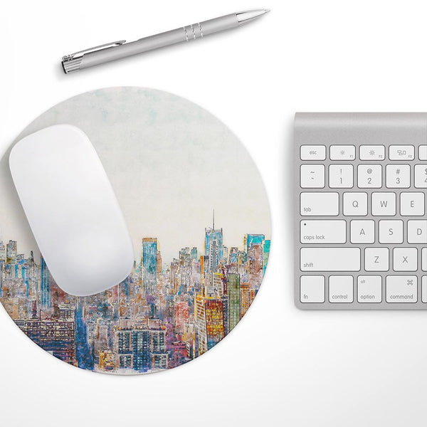 Watercolor New York City Skyline// WaterProof Rubber Foam Backed Anti-Slip Mouse Pad for Home Work Office or Gaming Computer Desk
