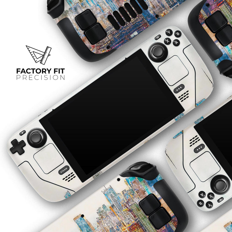 Watercolor New York City Skyline // Full Body Skin Decal Wrap Kit for the Steam Deck handheld gaming computer