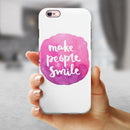 Watercolor Pink Make People Smile iPhone 6/6s or 6/6s Plus 2-Piece Hybrid INK-Fuzed Case