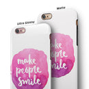 Watercolor Pink Make People Smile iPhone 6/6s or 6/6s Plus 2-Piece Hybrid INK-Fuzed Case