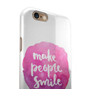 Watercolor Pink Make People Smile iPhone 6/6s or 6/6s Plus 2-Piece Hybrid INK-Fuzed Case