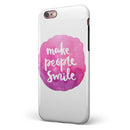 Watercolor Pink Make People Smile iPhone 6/6s or 6/6s Plus 2-Piece Hybrid INK-Fuzed Case
